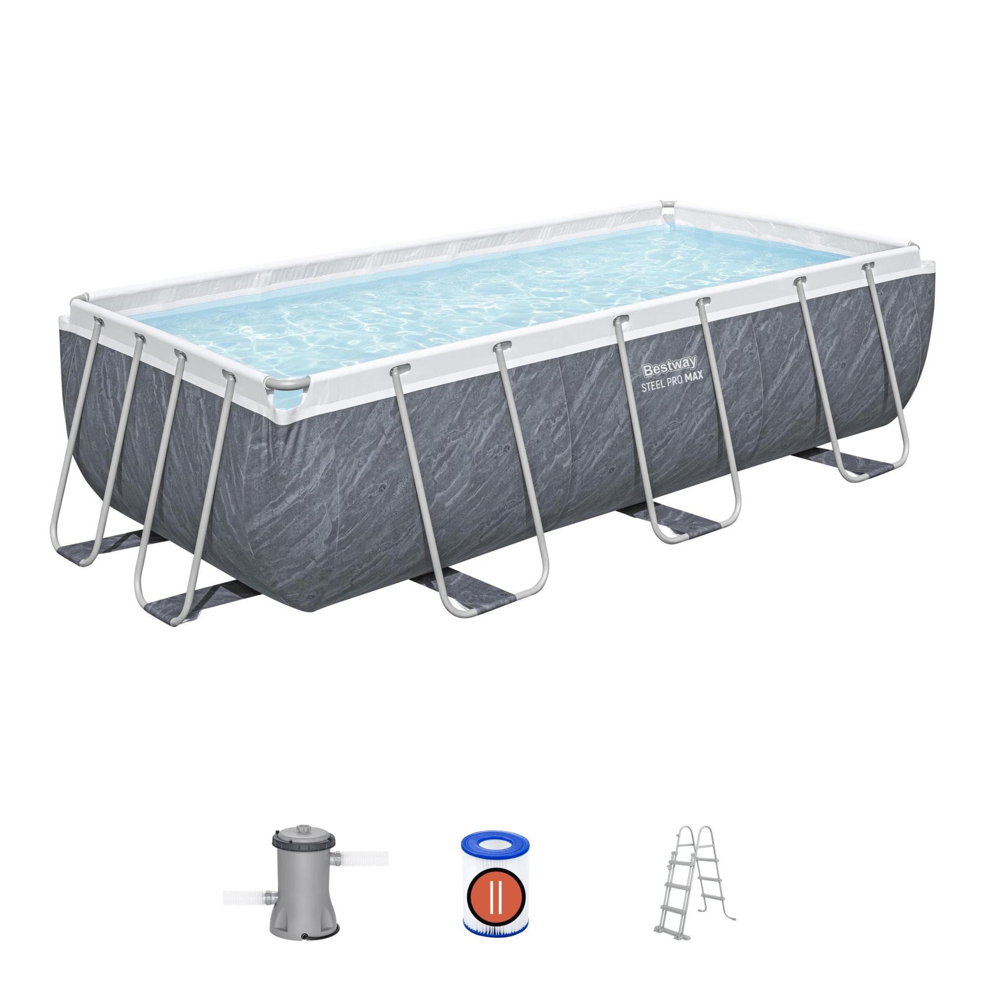 Set piscina da 404x201x100 cm effetto marmo - Telemagno Set piscina da 404x201x100 cm effetto marmo