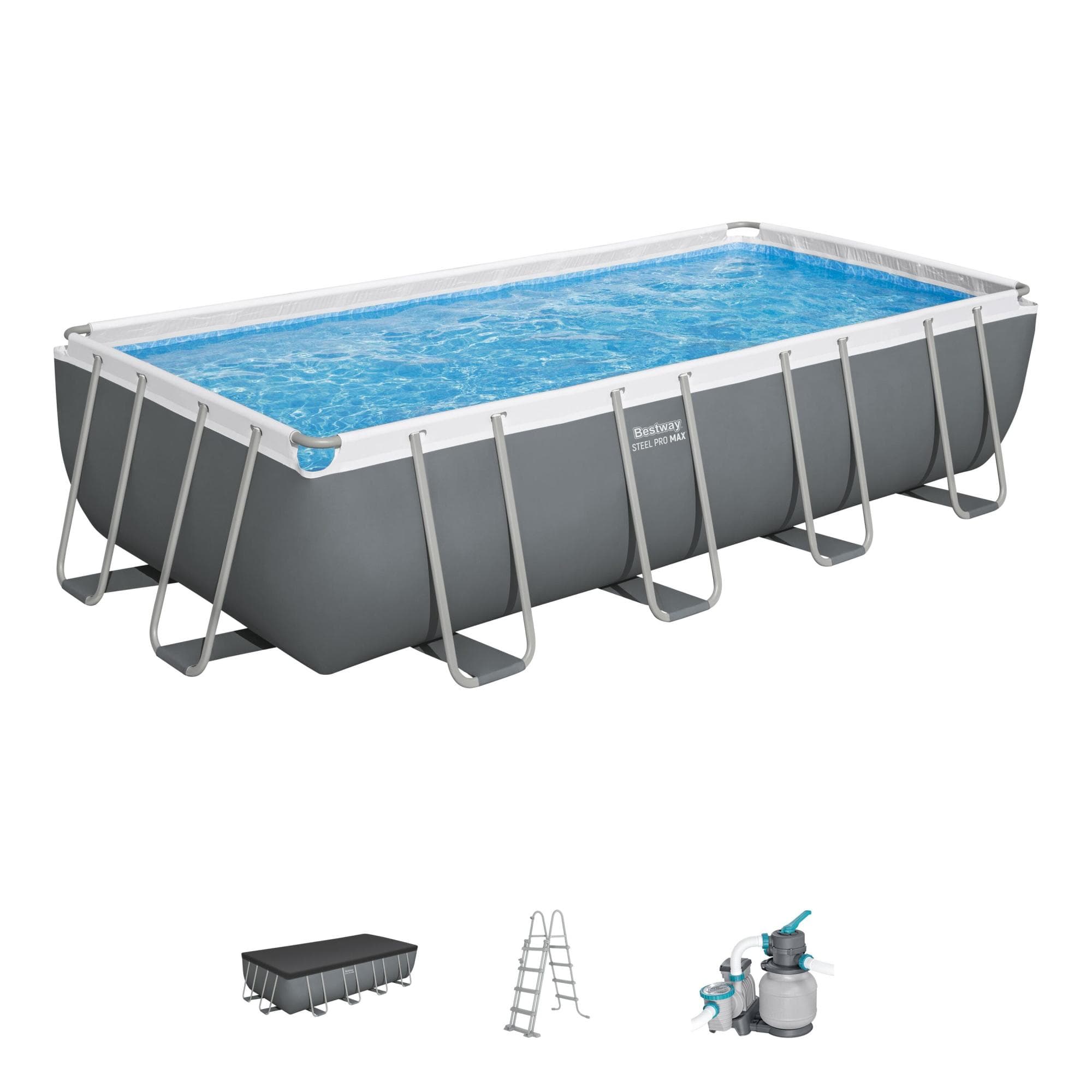 Set piscina - 549X274X122 cm grigio scuro - Telemagno Set piscina - 549X274X122 cm grigio scuro