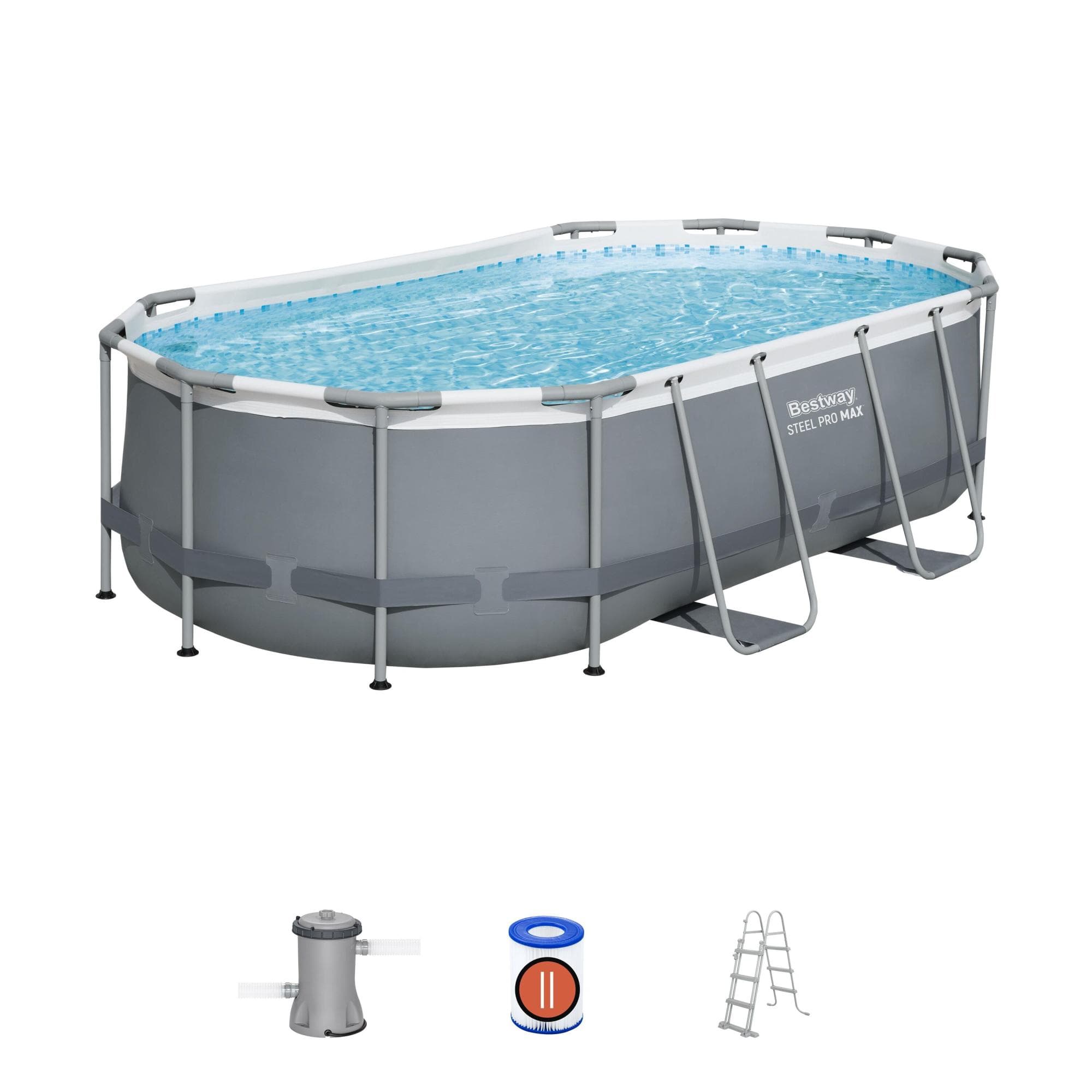 Set piscina grigio scuro da 427x250x100 cm - Telemagno Set piscina grigio scuro da 427x250x100 cm