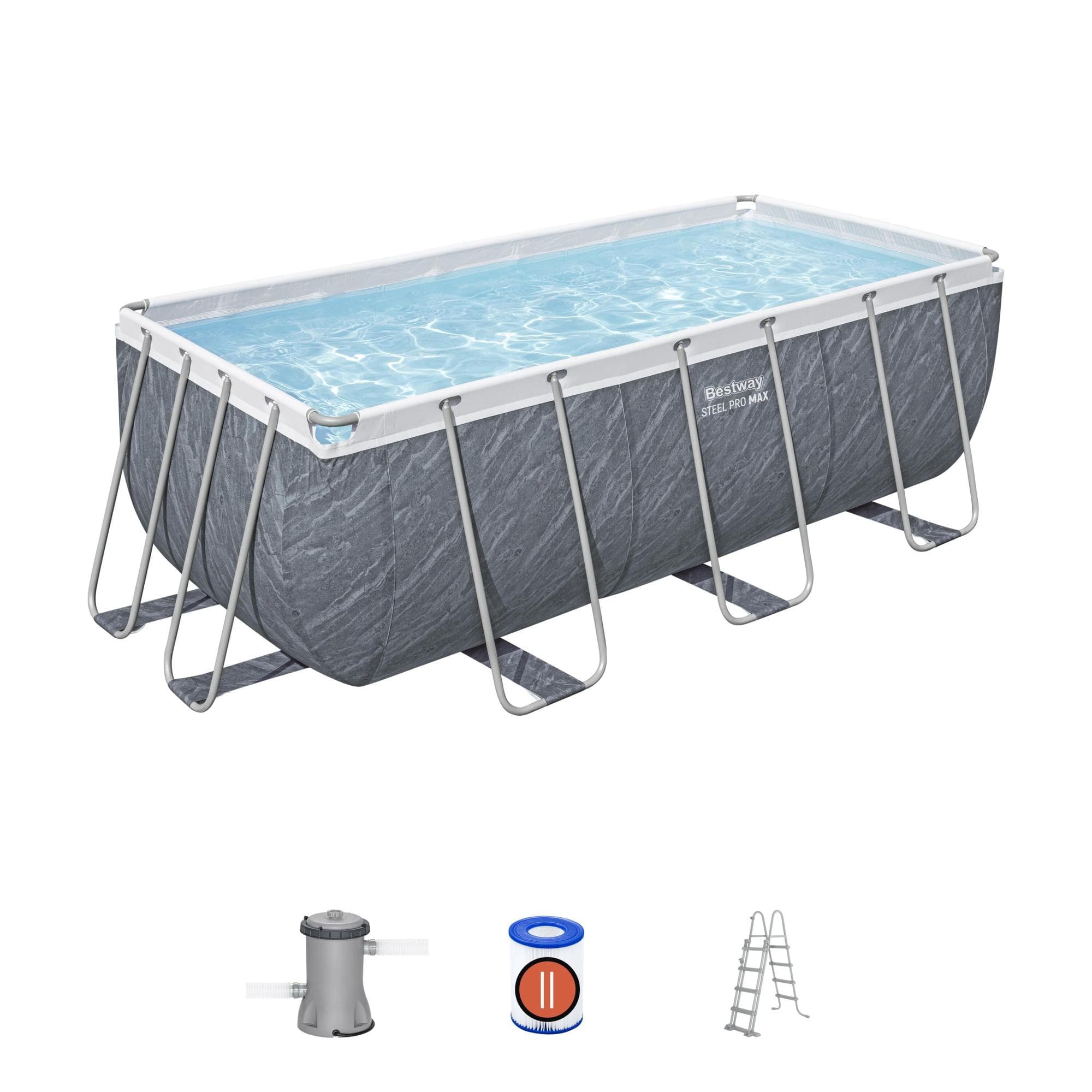 Set piscina da 412x201x122 cm effetto marmo