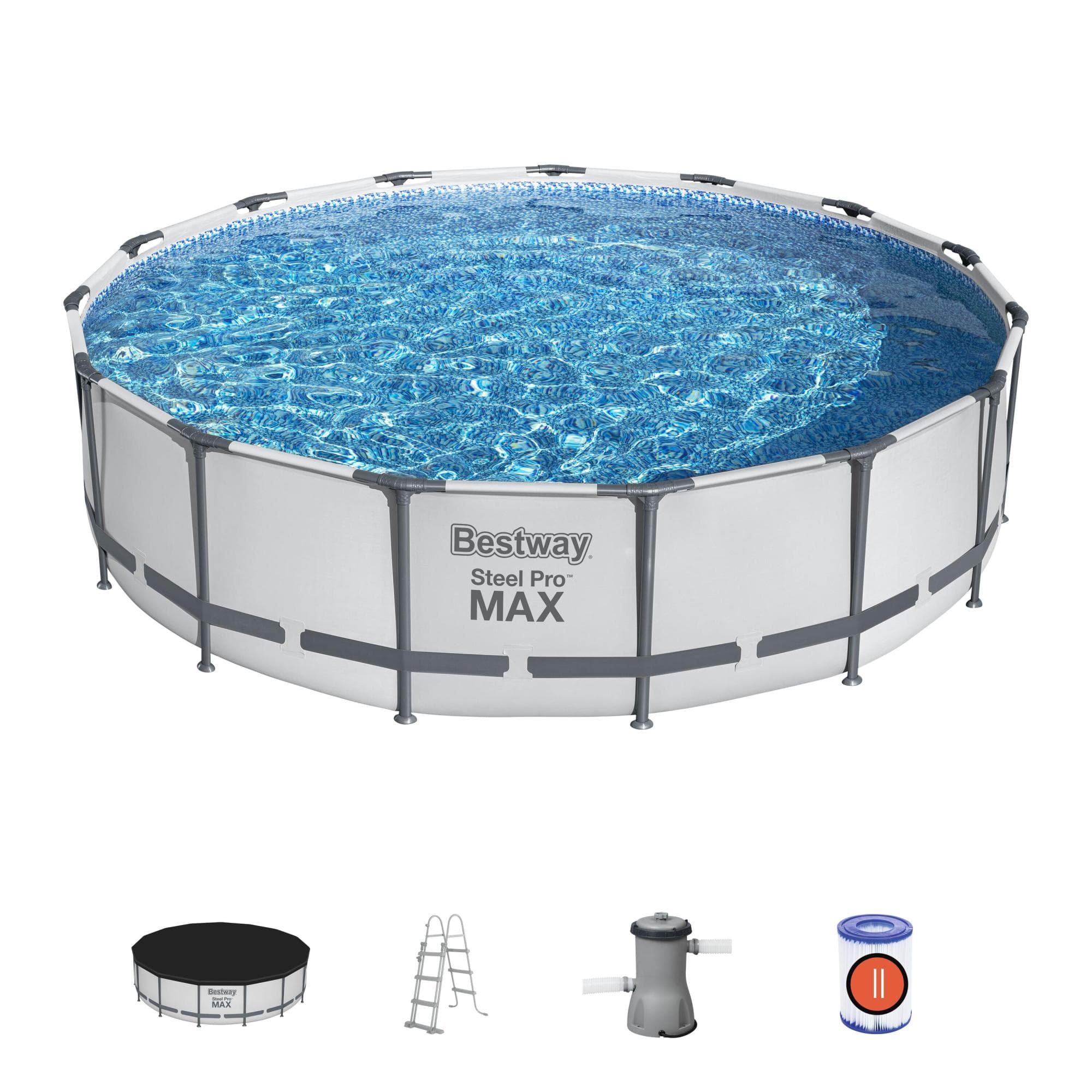 Set piscina da 457x107 cm grigio chiaro