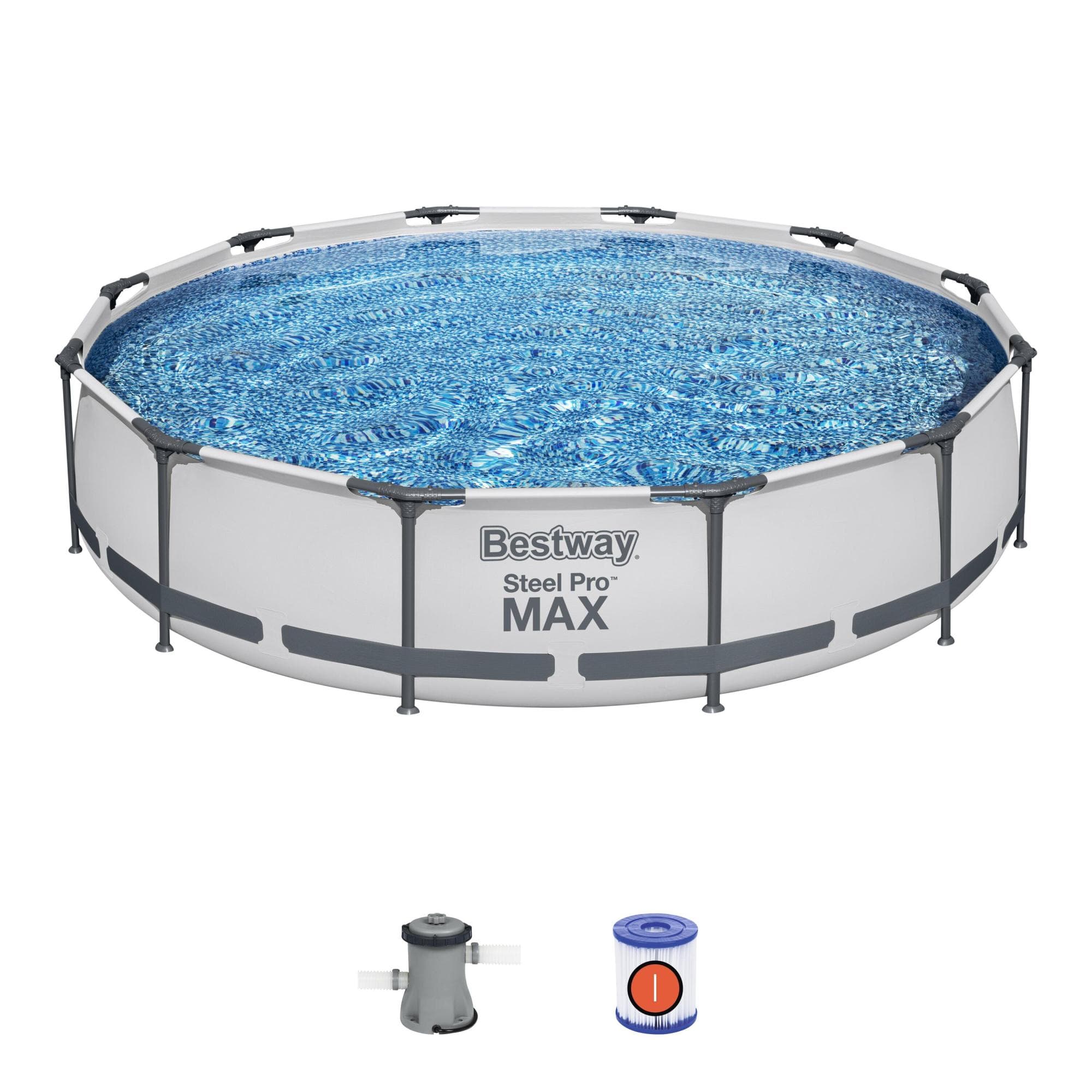 Set piscina da 366x76 cm grigio chiaro