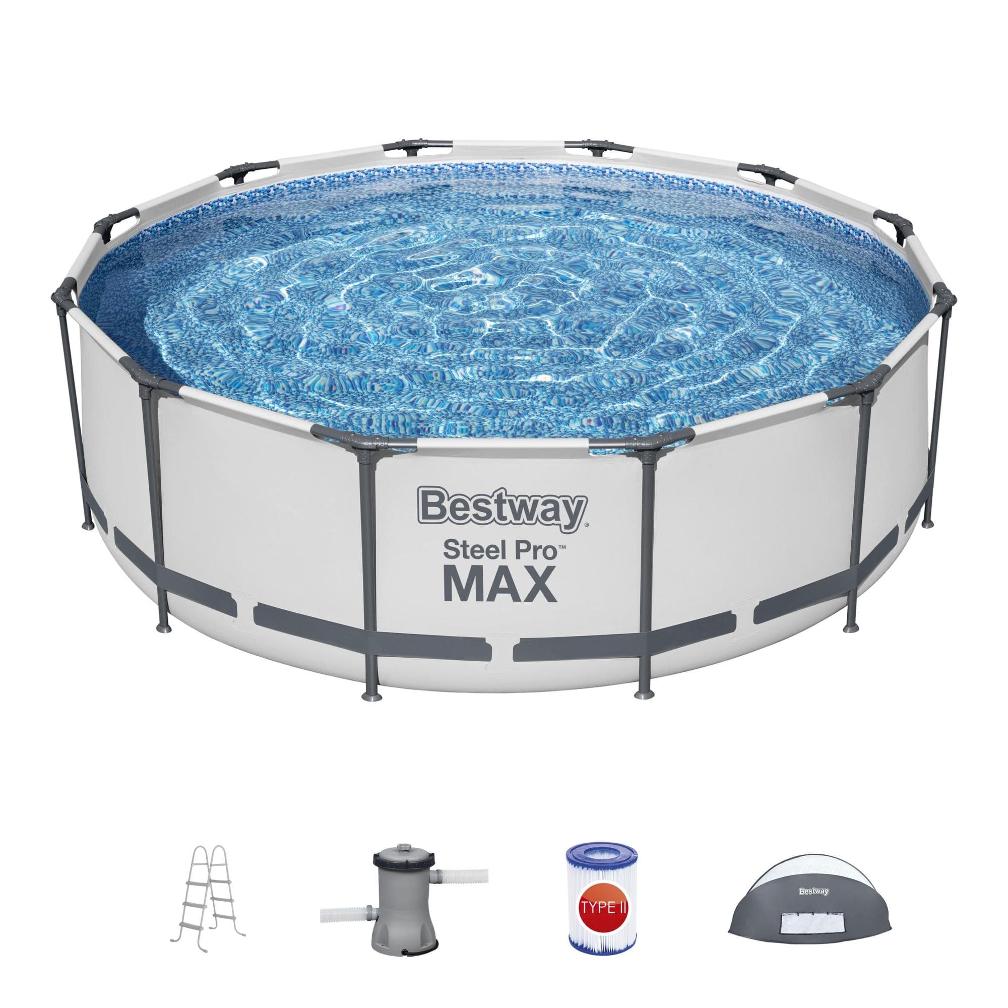 Set piscina da 366x100 cm con tenda parasole