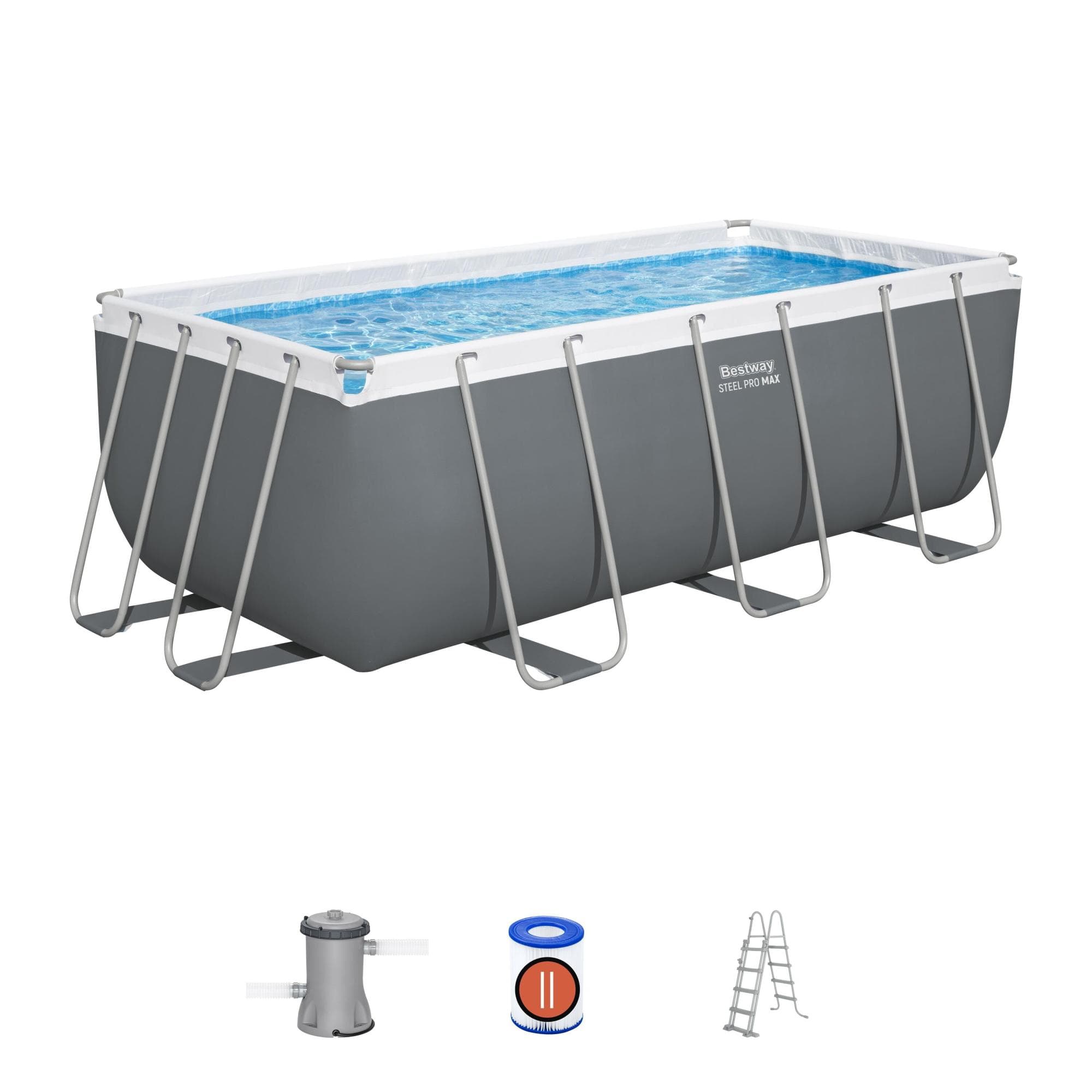 Set piscina grigio scuro da 412x201x122 cm - Telemagno Set piscina grigio scuro da 412x201x122 cm