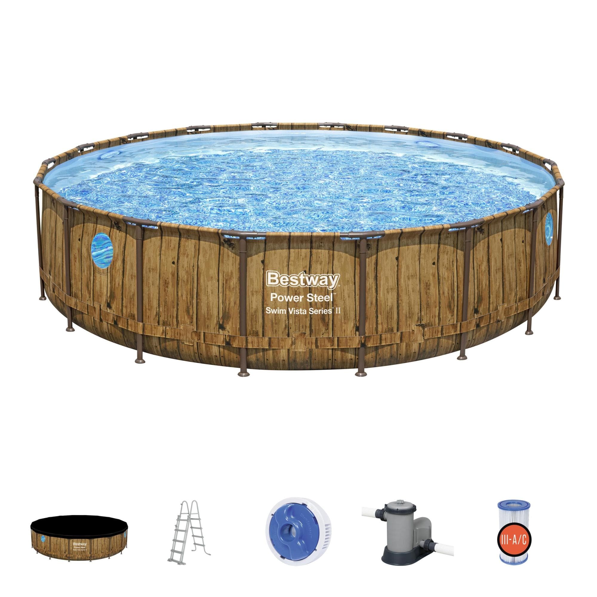 Set piscina da 549x122 cm effetto legno