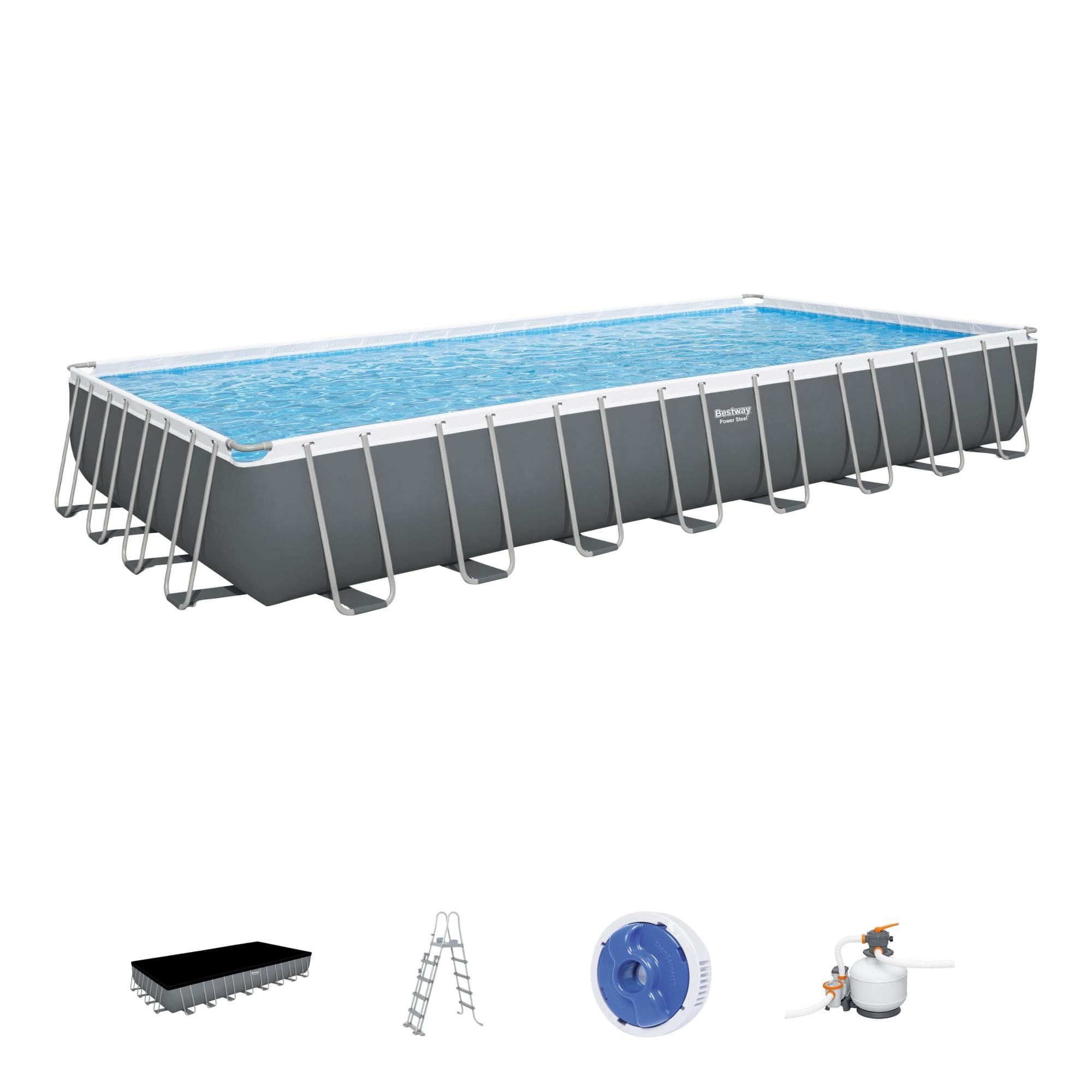 Set piscina da 956x488x132 cm grigio scuro