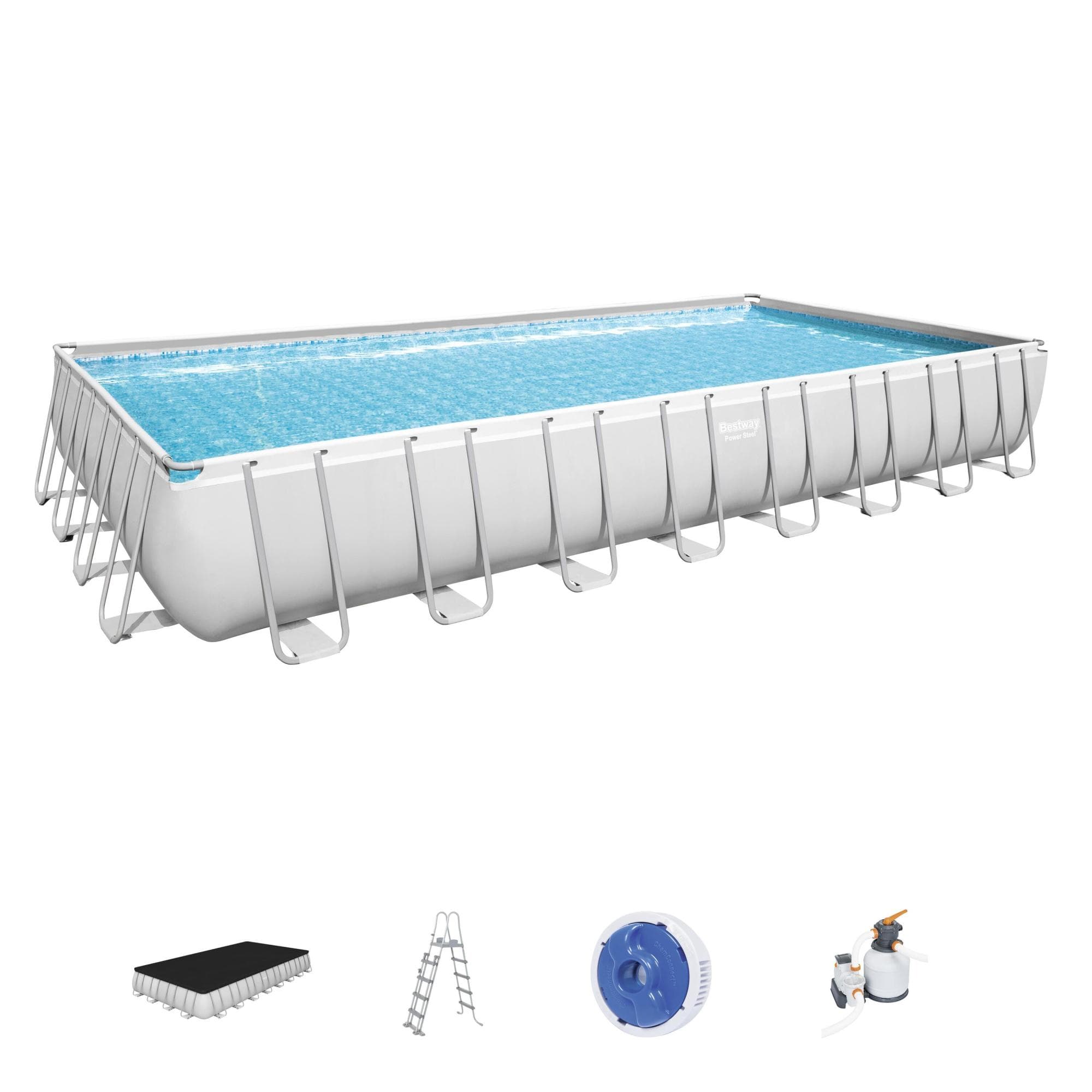 Set piscina da 956x488x132 cm grigio chiaro