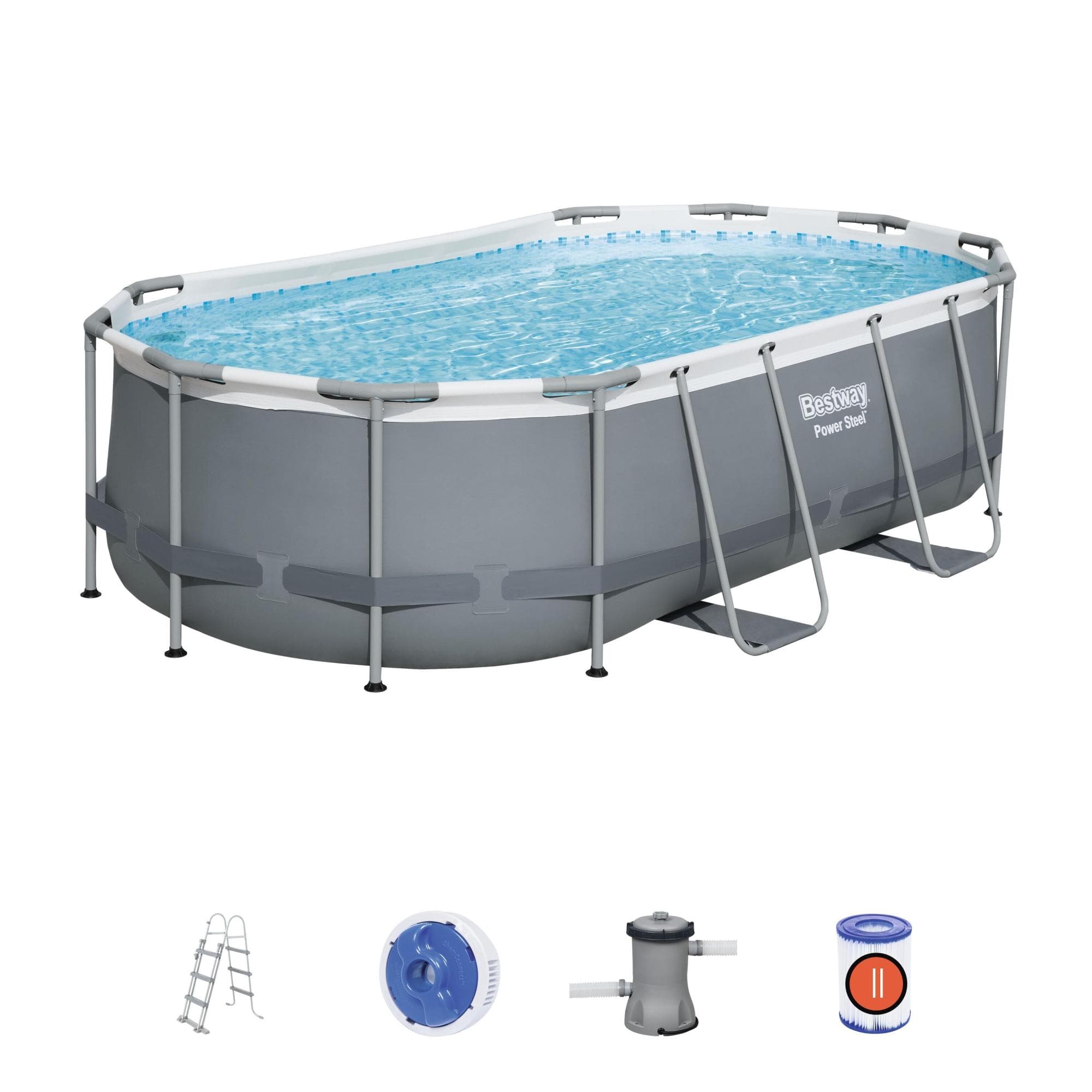 Set piscina da 427x250x100 cm grigio scuro
