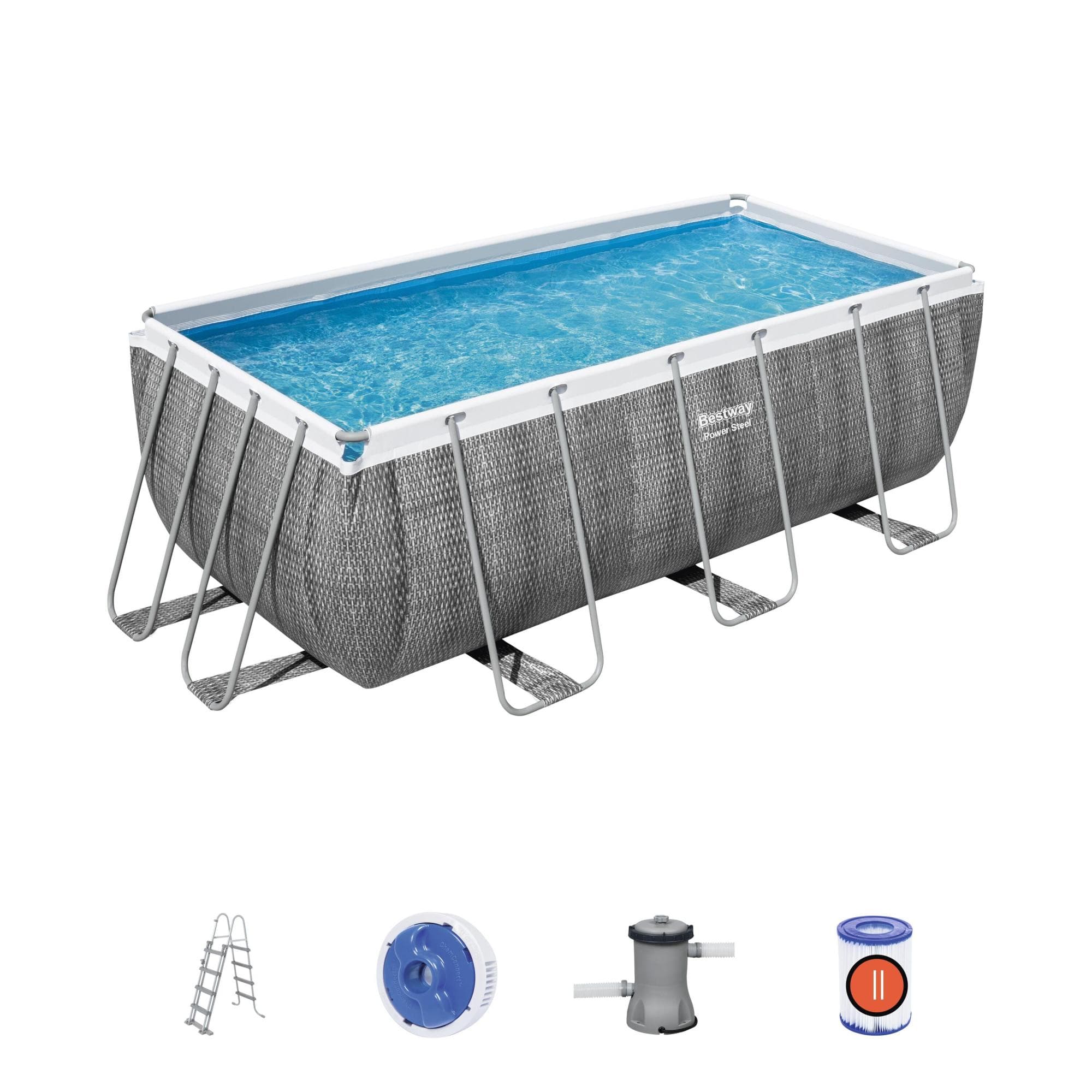 Set piscina da 412x201x122 cm effetto rattan