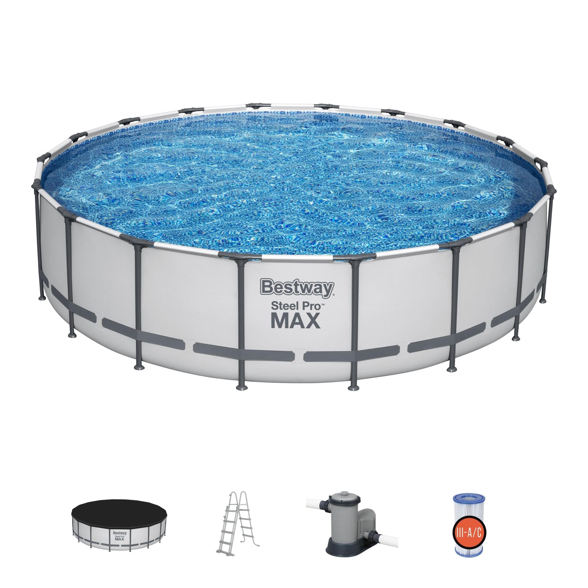Set piscina da 549x122 cm grigio chiaro