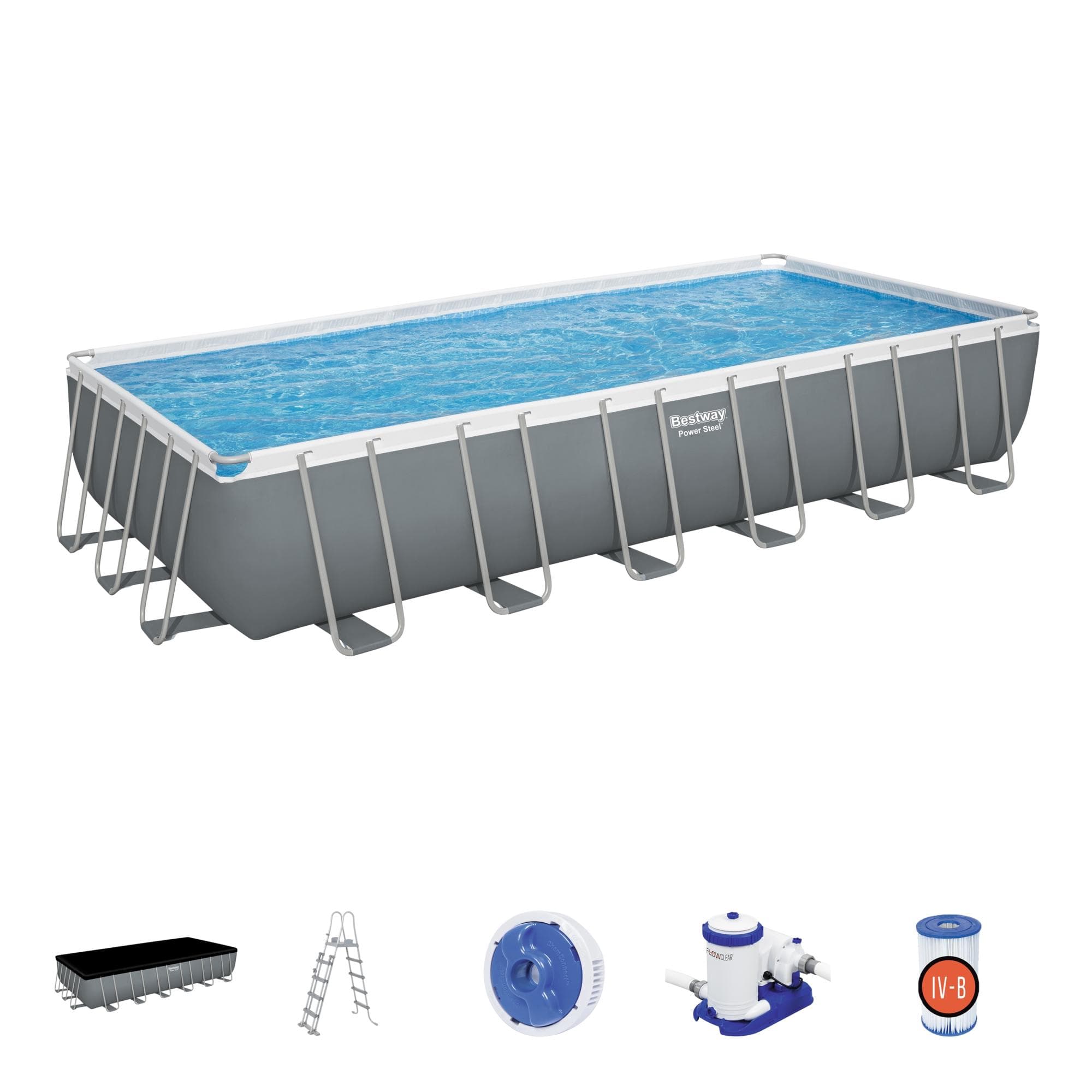 Set piscina grigio scuro da 732x366x132 cm