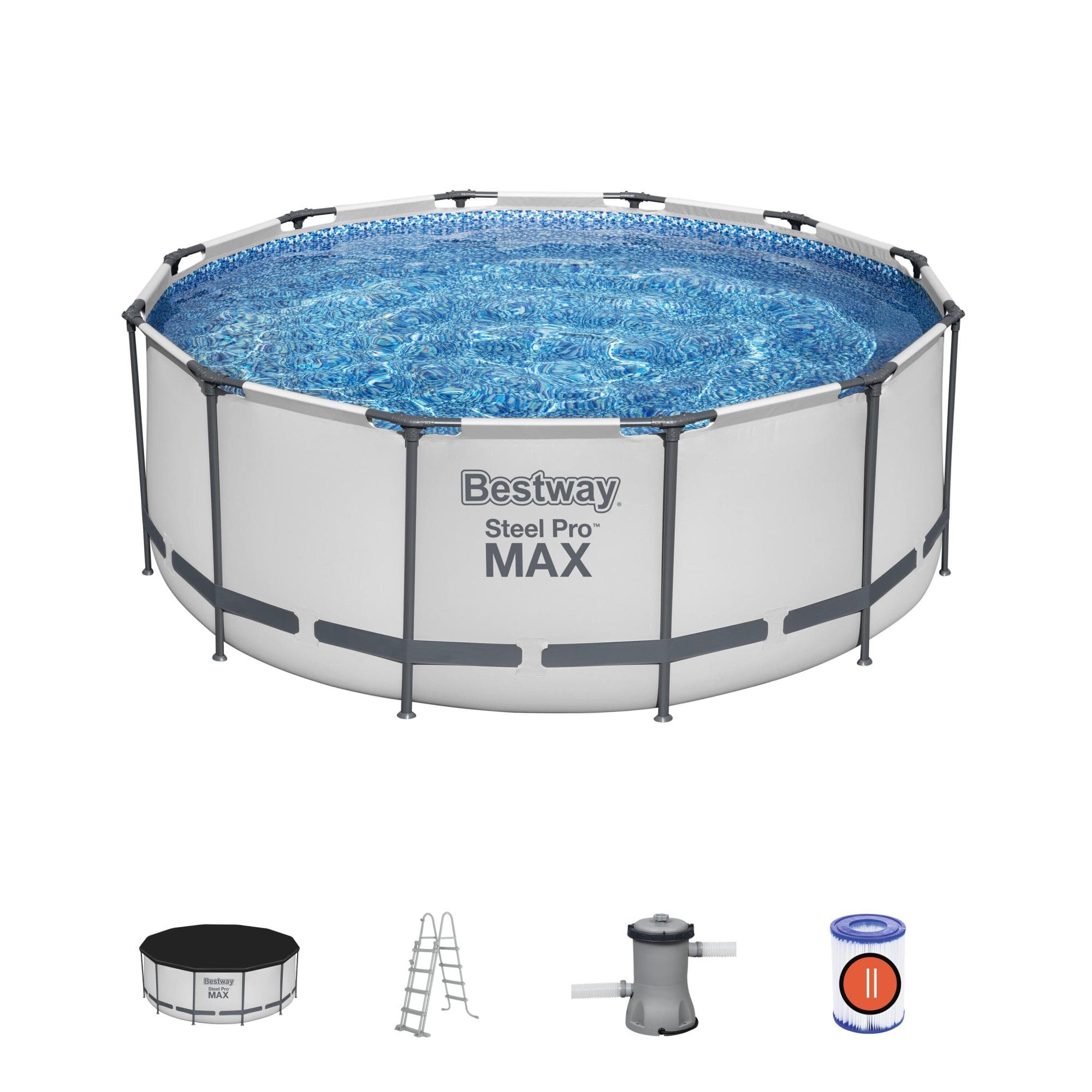 Set piscina da 366x122 cm grigio chiaro