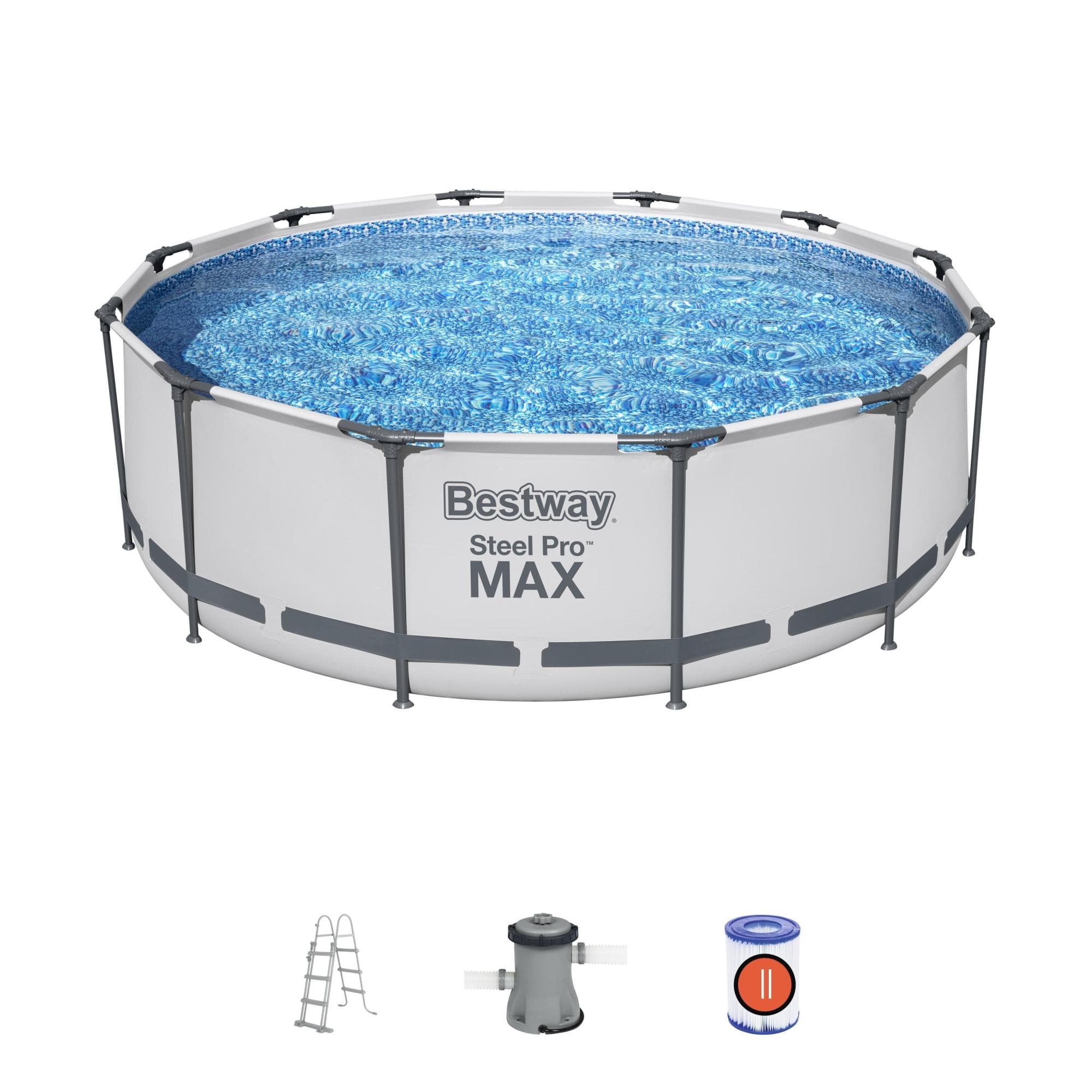 Set piscina da 366x100 cm grigio chiaro