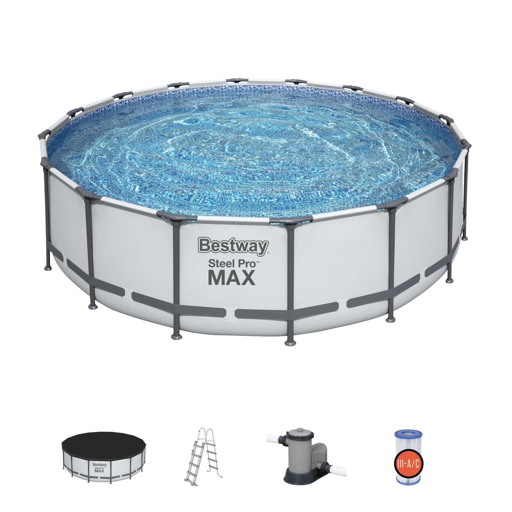 Set piscina da 488x122 cm grigio chiaro