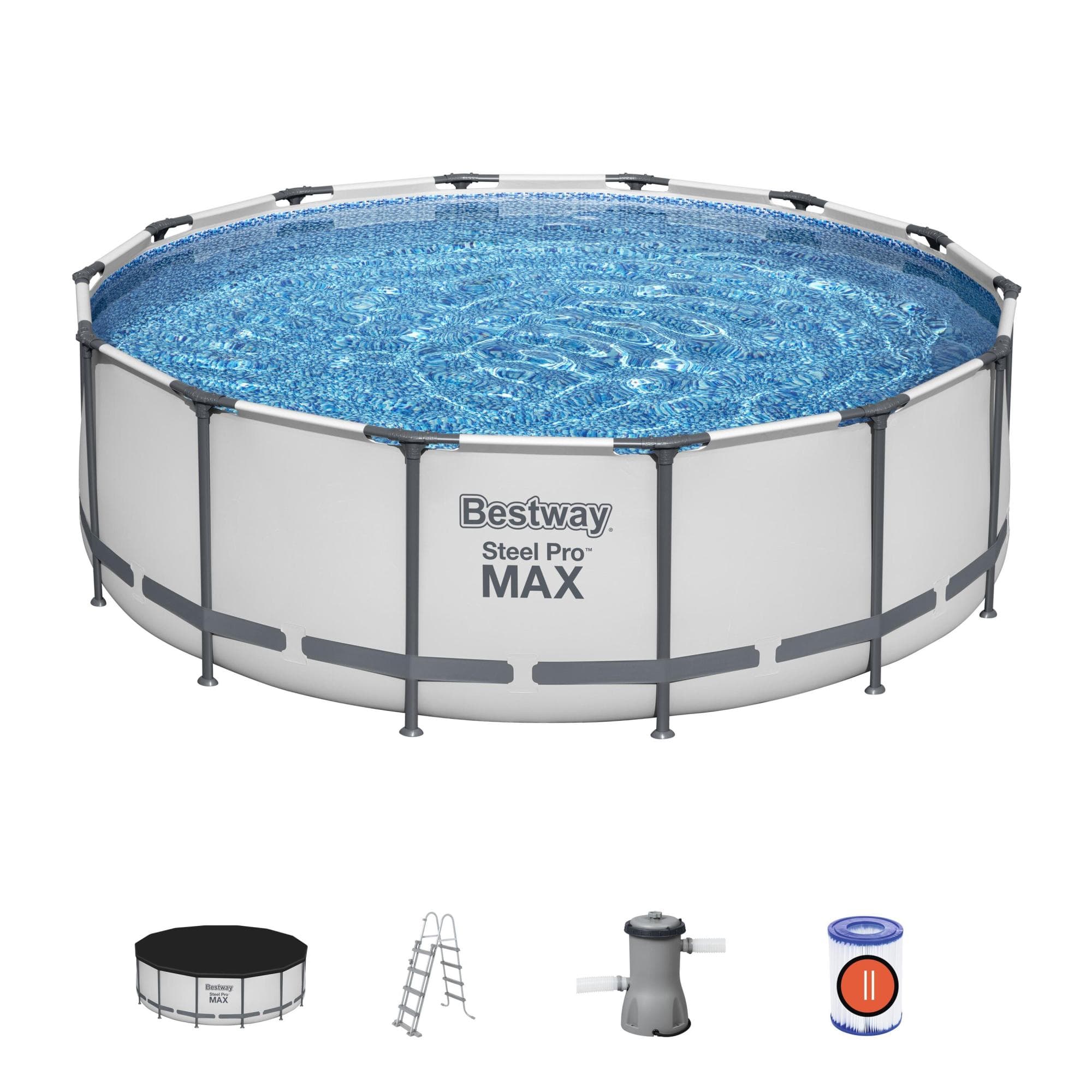 Set piscina da 427x122 cm grigio chiaro
