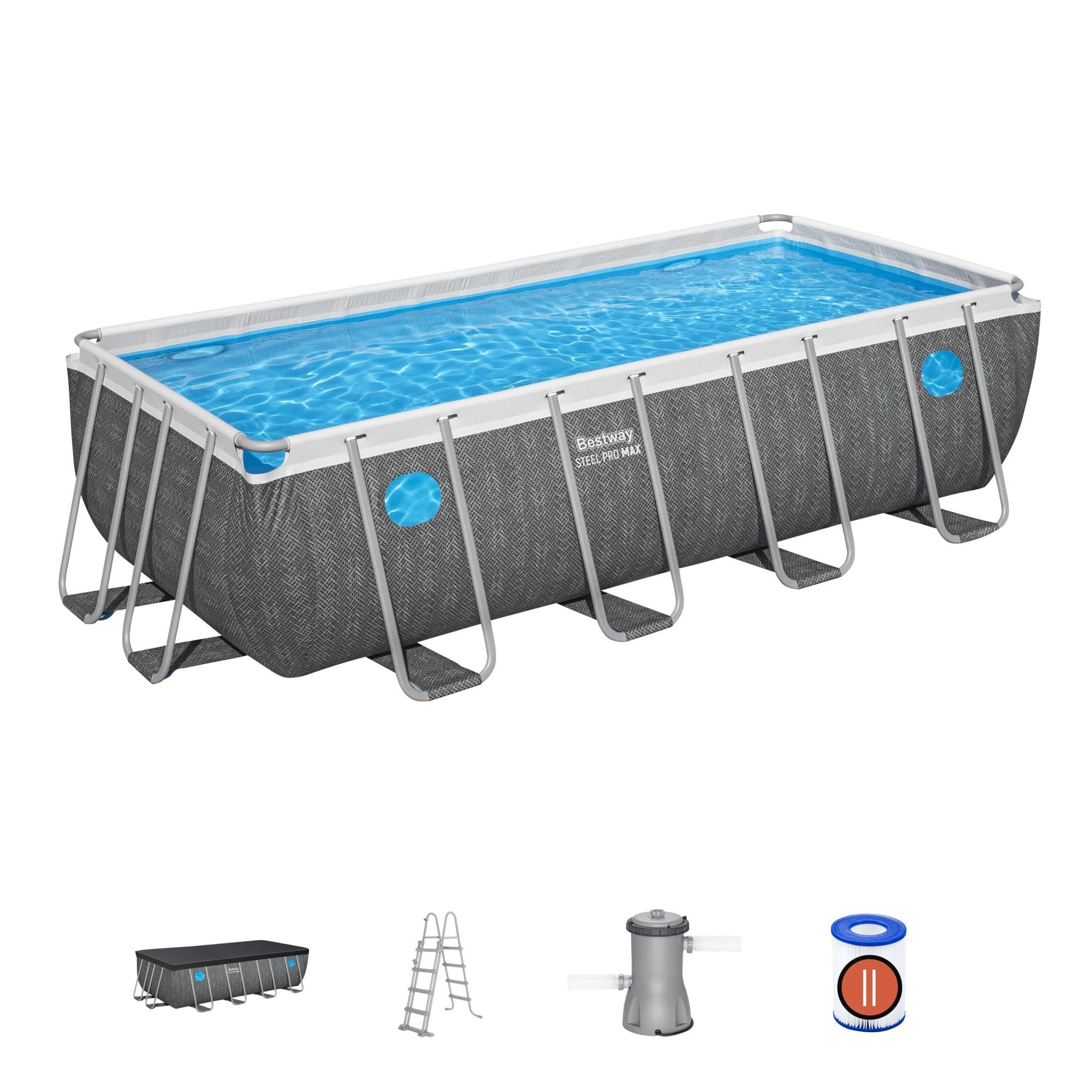 Set piscina da 488x244x132 cm grigio