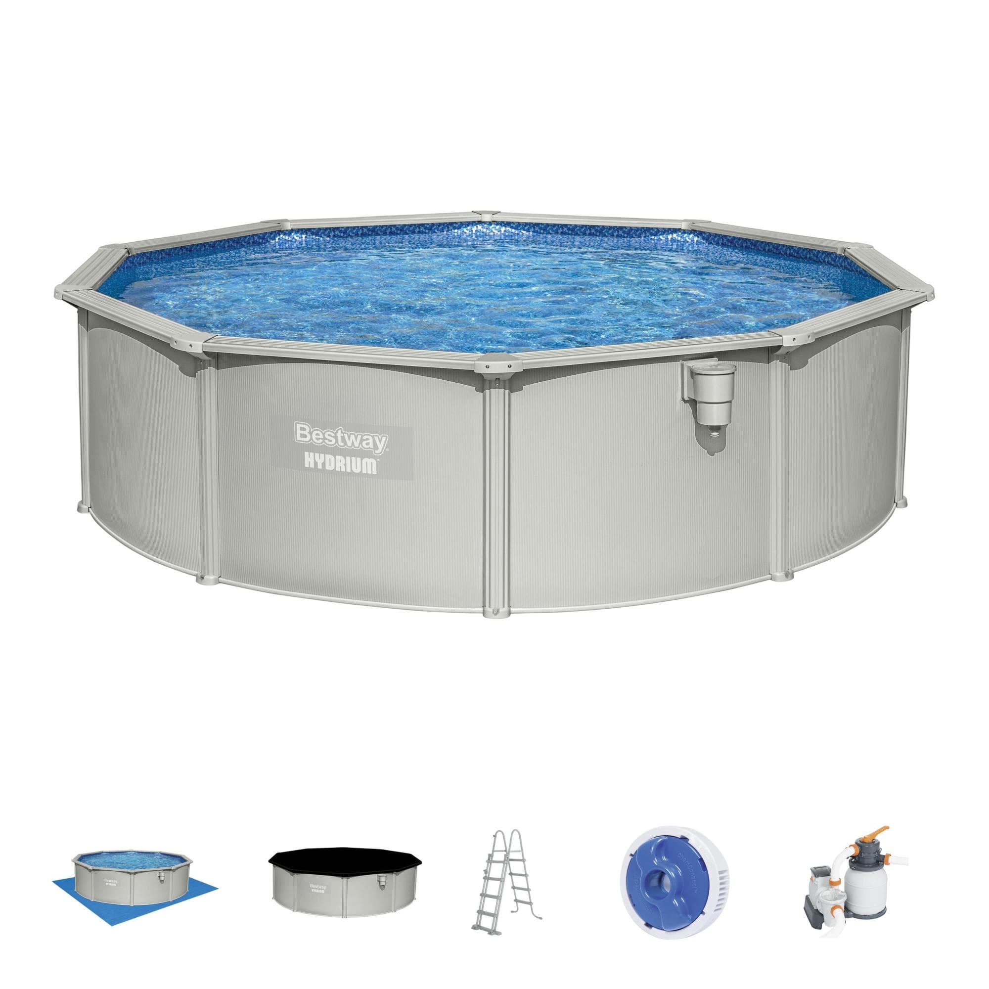 Set piscina Hydrium grigio chiaro da 460x120 cm - Telemagno Set piscina Hydrium grigio chiaro da 460x120 cm