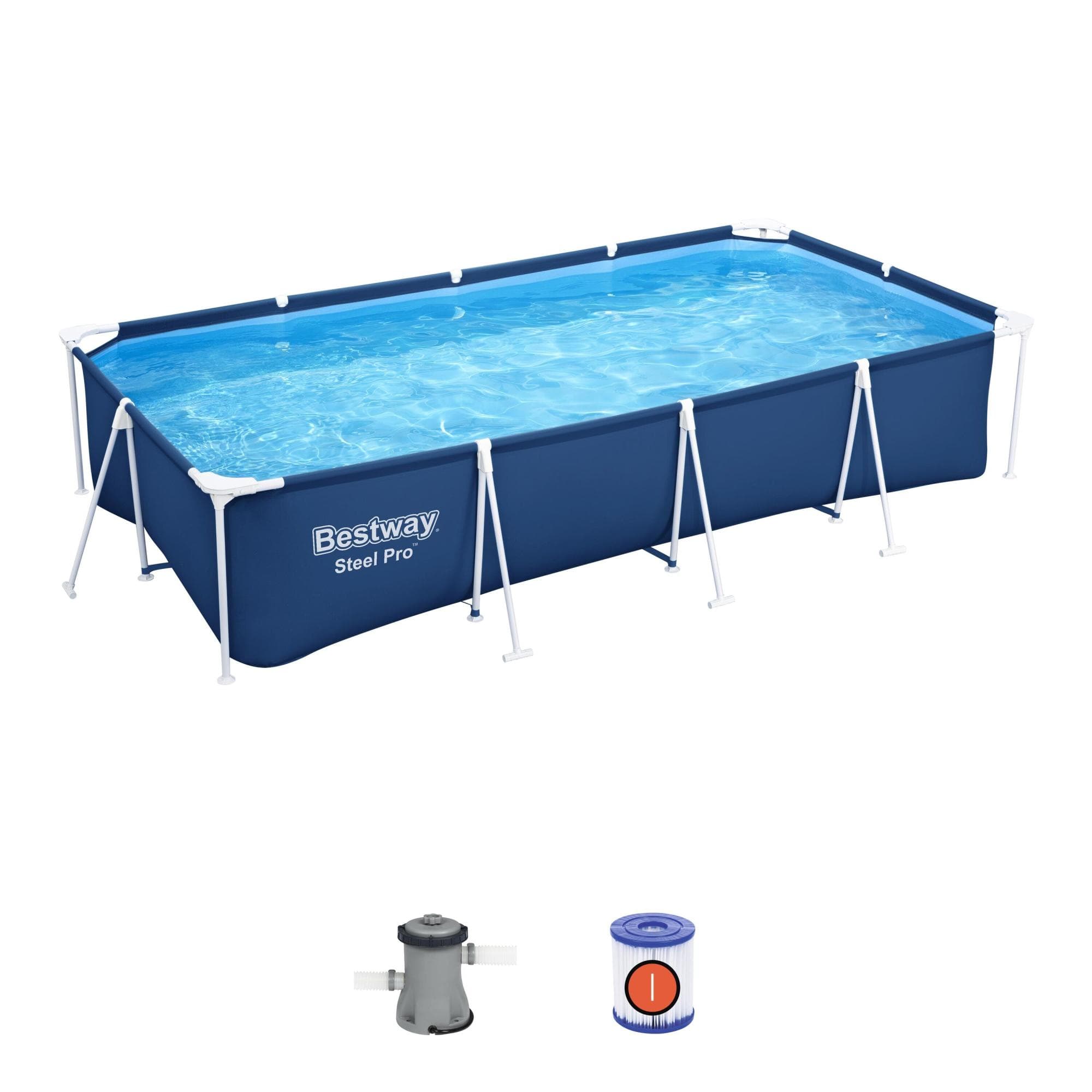 Set piscina 400x211x81 cm blu scuro
