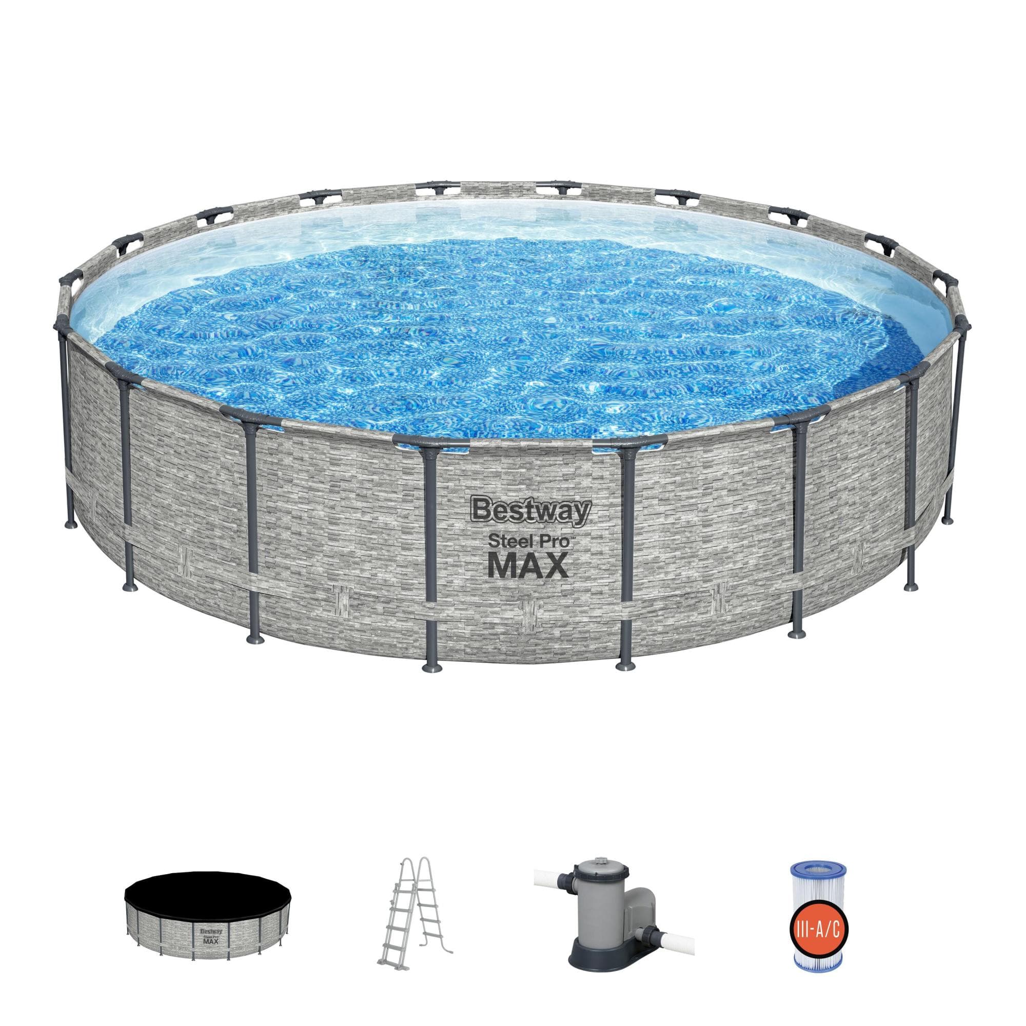 Set piscina da 549x122 cm effetto pietra