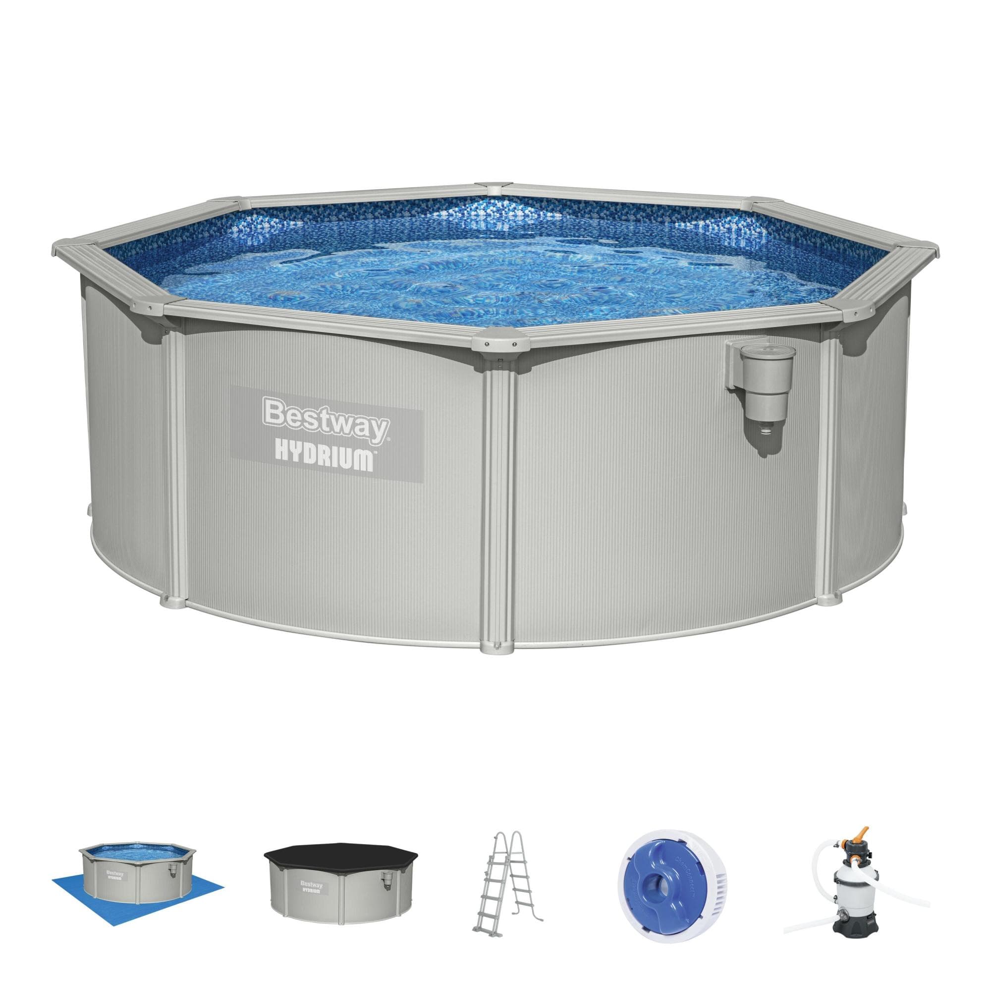 Set piscina Hydrium grigio chiaro da 366x122 cm - Telemagno Set piscina Hydrium grigio chiaro da 366x122 cm
