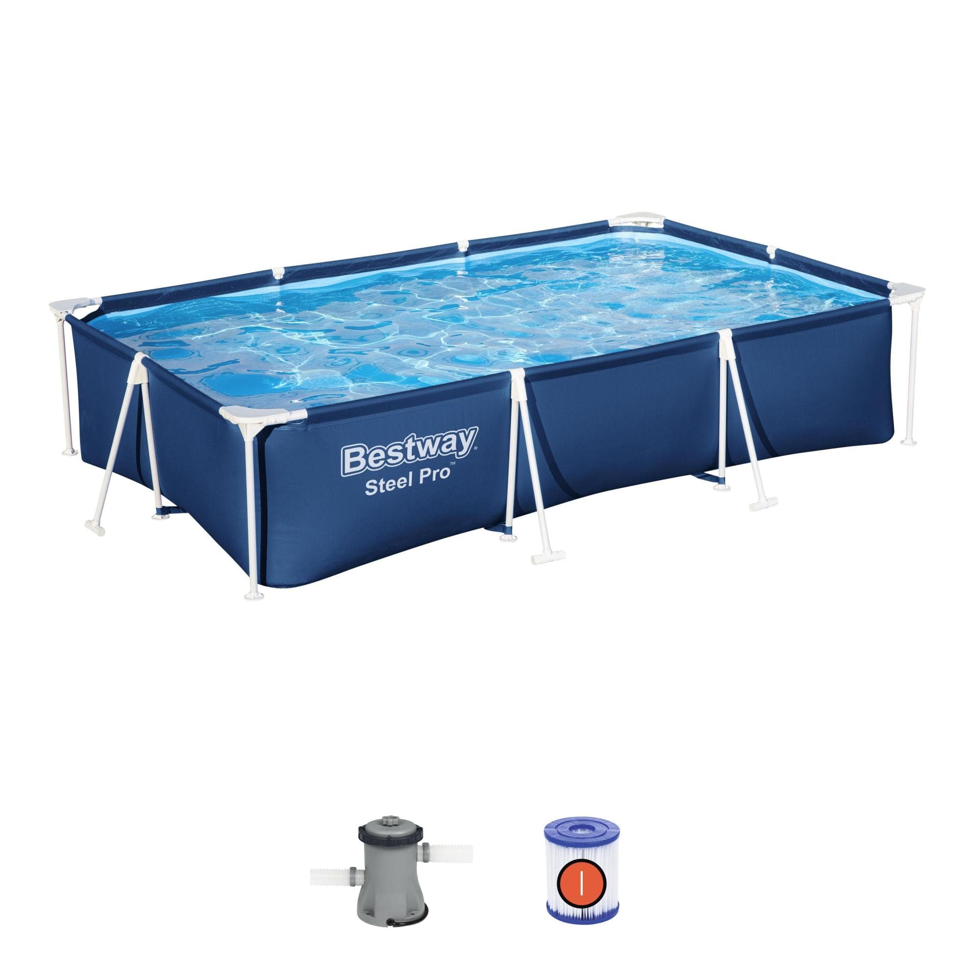 Set piscina da 300x201x66 cm blu scuro - Telemagno Set piscina da 300x201x66 cm blu scuro