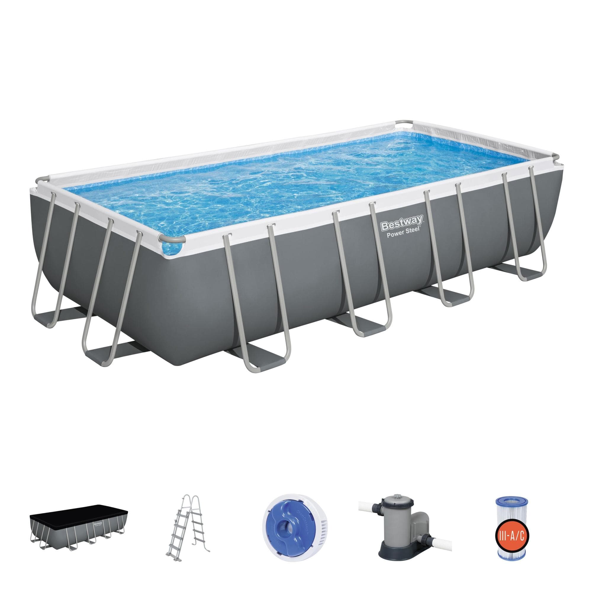 Set piscina da 549x274x122 cm grigio scuro - Telemagno Set piscina da 549x274x122 cm grigio scuro