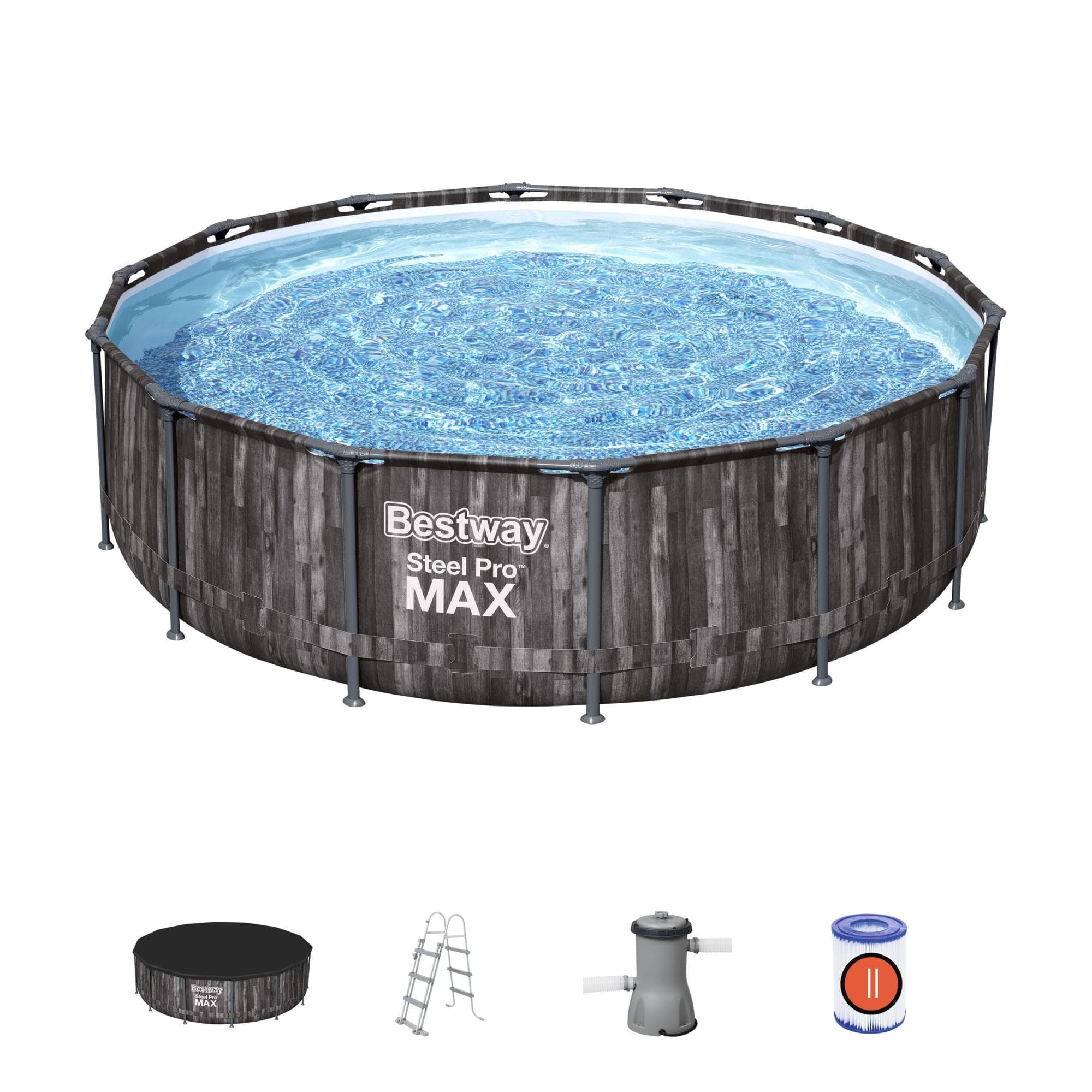 Set piscina effetto legno scuro da 427x107 cm - Telemagno Set piscina effetto legno scuro da 427x107 cm