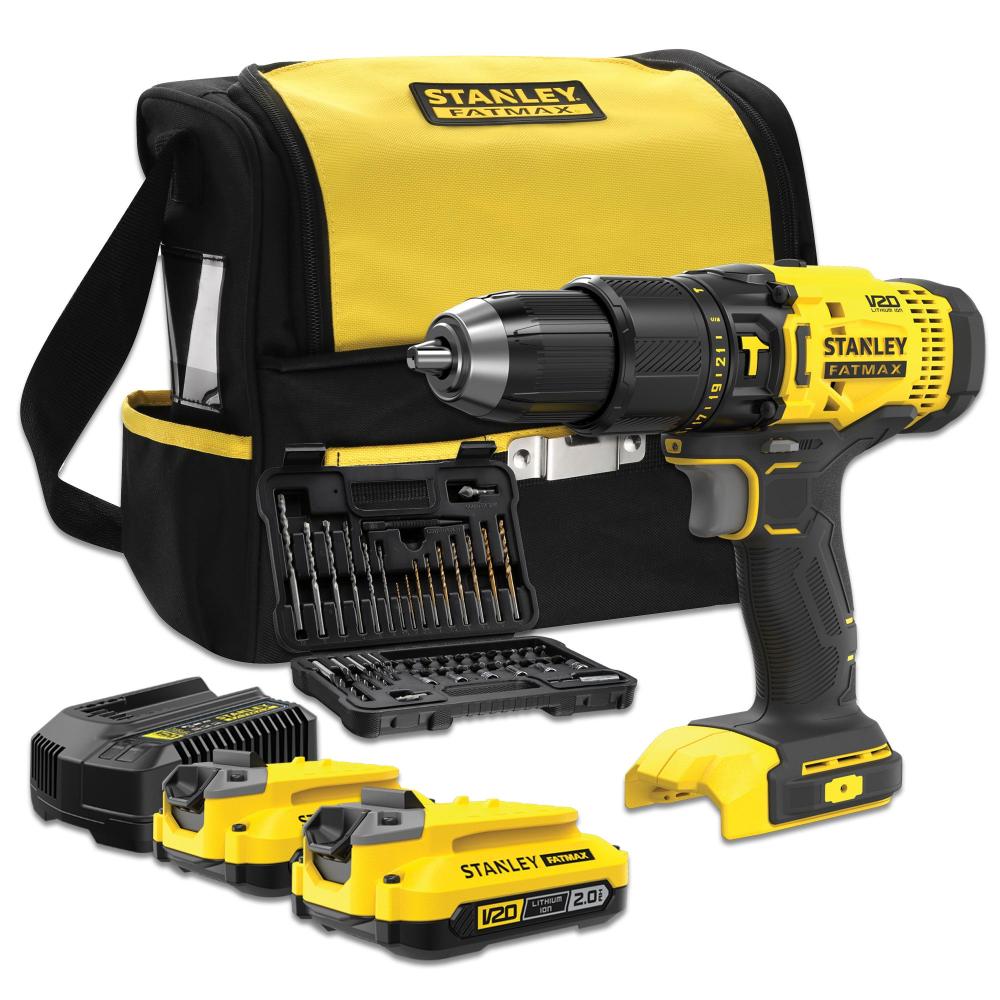 Trapano Avvitatore con percussione a batteria V20 18V con 2 batterie 2 Ah LI-Ion + set 50 accessori e borsa SFMCD711DSA-QW FATMAX® STANLEY®