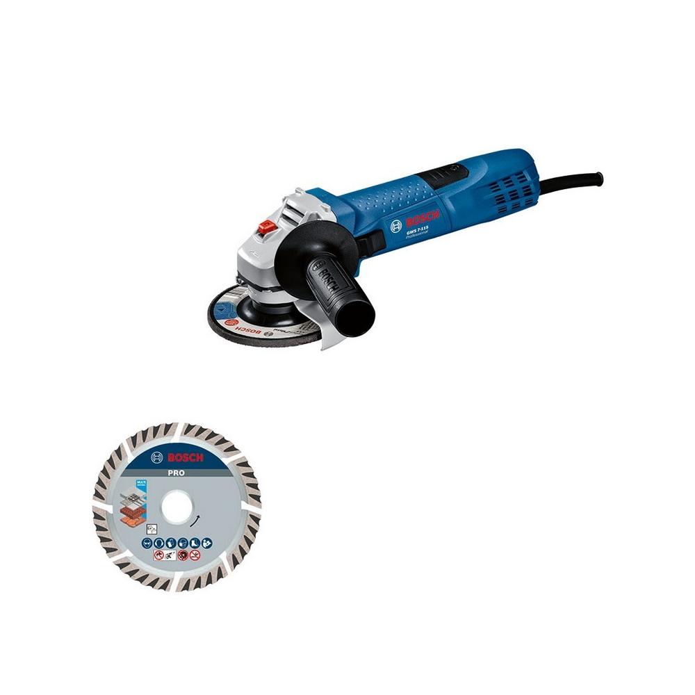 Smerigliatrice angolare GWS 7-115 720 Watt con disco diamantato 0615A50041 Professional Bosch