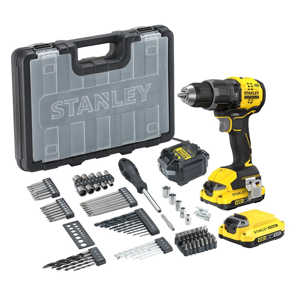 Trapano Avvitatore con percussione a batteria V20 18V con 2 batterie 2 Ah LI-Ion + set 100 accessori SFMCD716D2A-QW FATMAX® STANLEY®