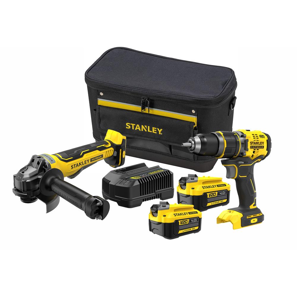 Kit Trapano Avvitatore con percussione Brushless a batteria 18V V20 SFMCD721B + Smerigliatrice a batteria 18V V20 Brushless SFMCG700B con 2 batterie da 4 Ah SFMCK721700-IT FATMAX® STANLEY