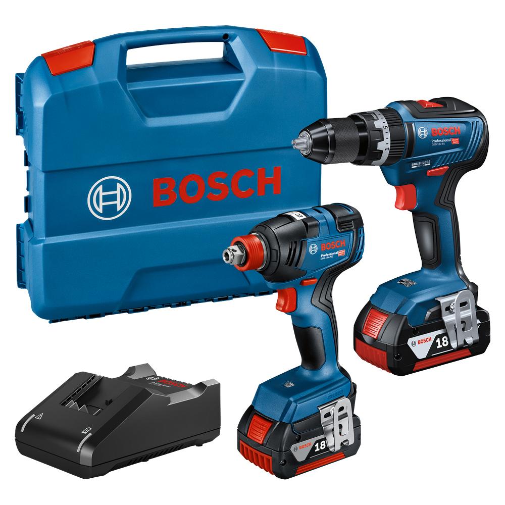 Kit Avvitatore a massa battente GDX 18V-200 + Trapano battente-avvitatore GSB 18V-55 + 2 Batterie Li-Ion 4Ah 06019J2208 Professional Bosch